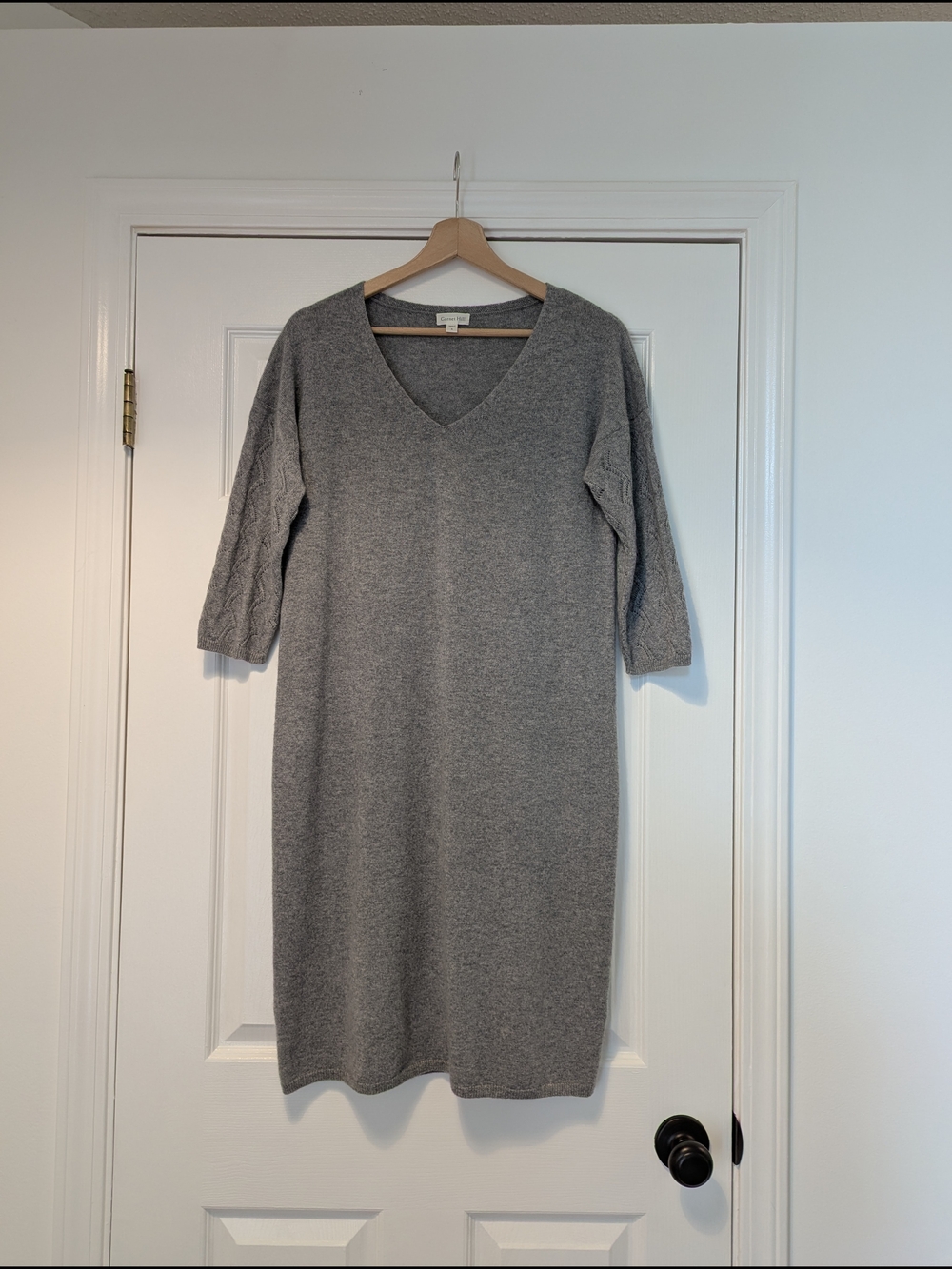 Garnet Hill Gray V‑Neck Cashmere Dress
